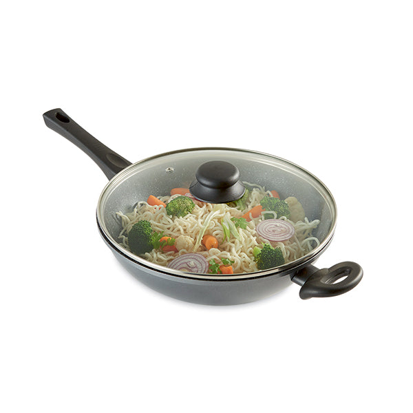 Wok revêtement Dur comme la pierre 28 cm et couvercle en verre Mathon - Mathon - 3