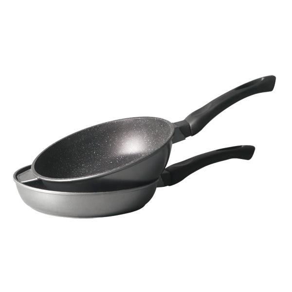 Lot poêle et sauteuse revêtement Dur comme la pierre 28 cm et couvercle en verre Mathon - Mathon - 2