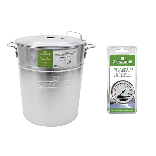 Lot cuiseur 40 L 12 bocaux et thermomètre à cadran Le Pratique - Mathon - 1