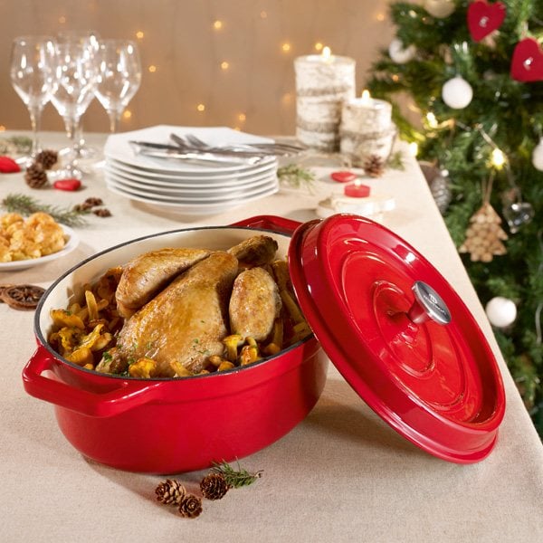 Cocotte en fonte ovale 33 cm 6 L rouge Mathon - Mathon - 2