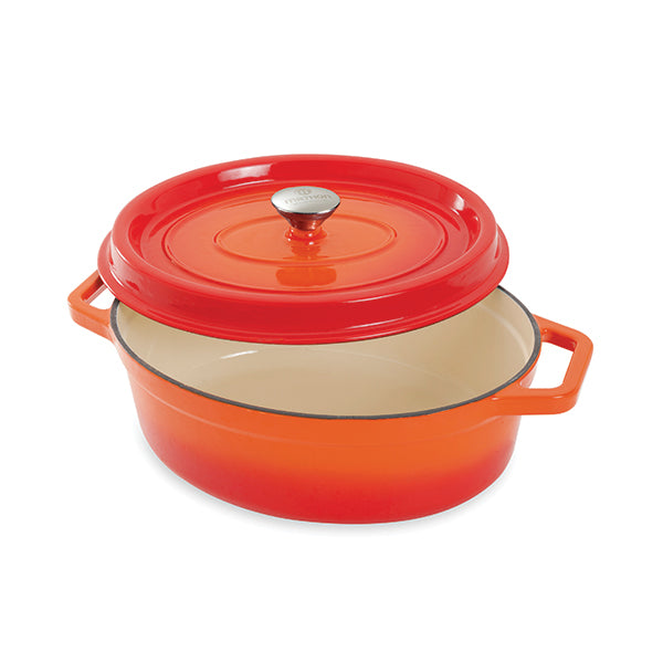 Lot cocotte en fonte ovale orange 33 cm 6 L et 2 gants anti-chaleur grand modèle (taille 10) Mathon - Mathon - 3