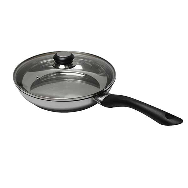 Poêle inox avec couvercle en verre 28 cm Baumalu - Mathon