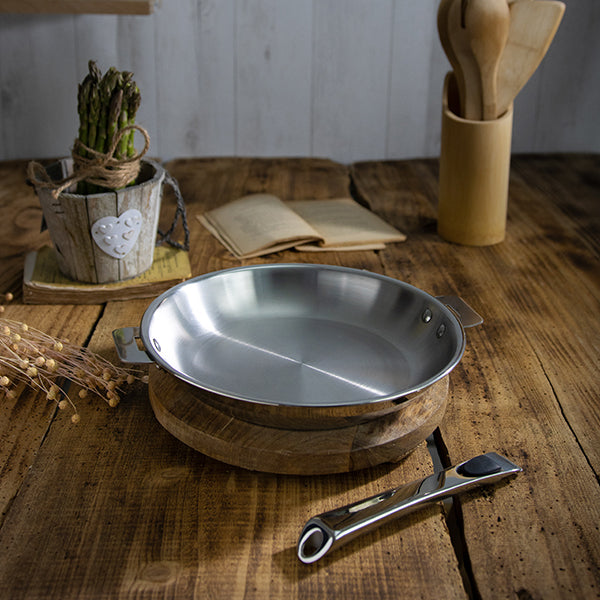 Lot 3 poêles tout inox Casteline 20, 24 et 28 cm et manche amovible Cristel - Mathon - 3