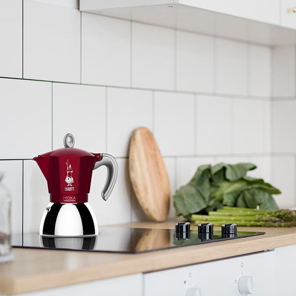 Cafetière italienne moka plaque induction rouge 6 tasses Bialetti - Mathon - 2