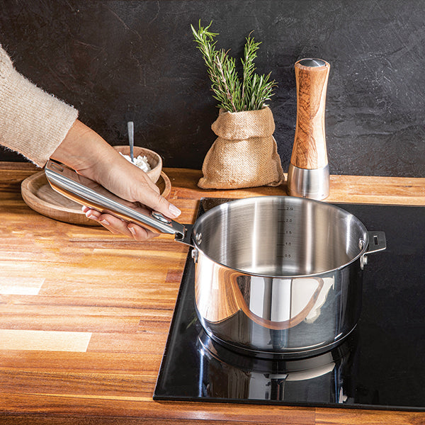 Lot 4 casseroles tout inox Clips’Inox 14, 16, 18 et 20 cm et manche amovible Mathon - Mathon - 4