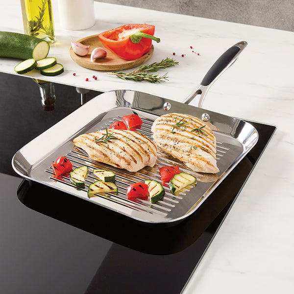 Lot grill carré 26 cm et poêle 24 cm tout inox Excell’Inox Mathon - Mathon - 3