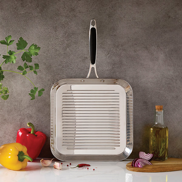Lot grill carré 26 cm et poêle 24 cm tout inox Excell’Inox Mathon - Mathon - 5
