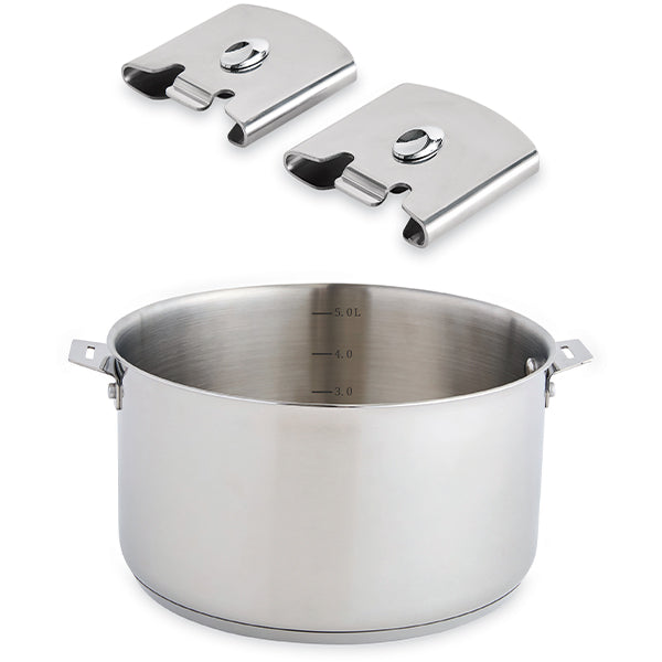 Lot faitout tout inox 24 cm 5,9 L et 2 anses amovibles Clips’Inox Mathon - Mathon - 1