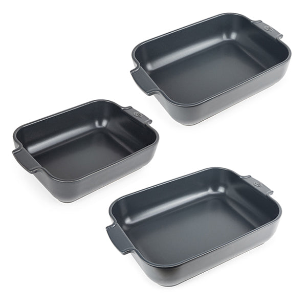 Set de 3 plats à four céramique Appolia rectangulaires ardoise 25, 32 et 40 cm Peugeot - Mathon - 1