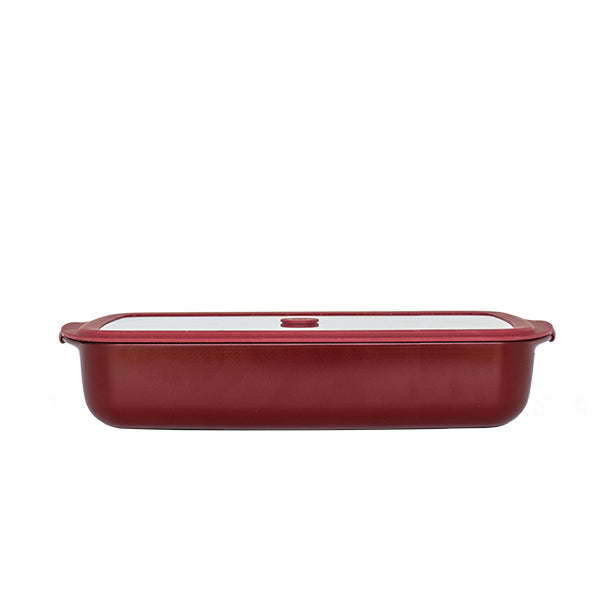 Plat à four rectangulaire en verre borosilicate avec couvercle Grenat 3,6 L Pebbly - Mathon - 4