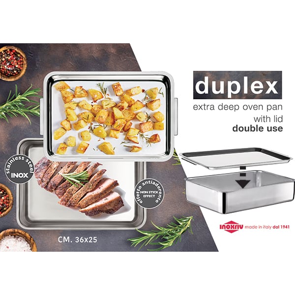 Plat à four Inox extra profond avec couvercle Duplex Inoxriv - Mathon - 5