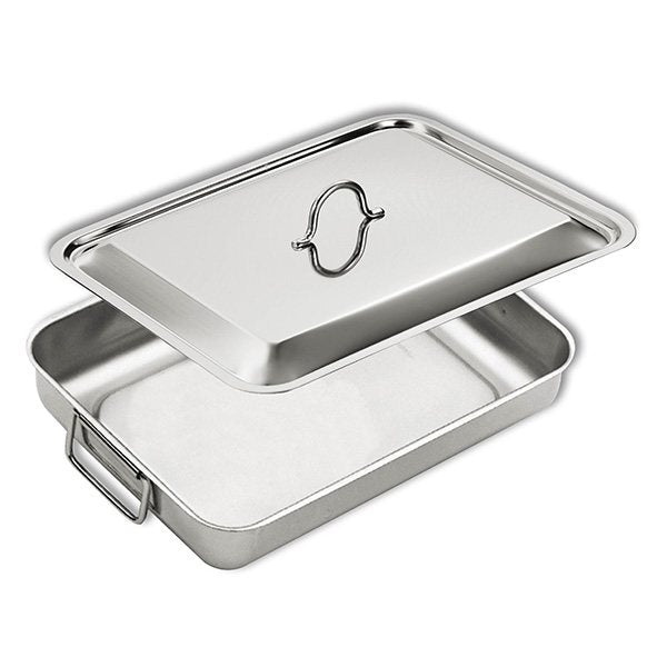 Plat à four en inox avec couvercle 35 x 27 cm Inoxriv - Mathon - 1