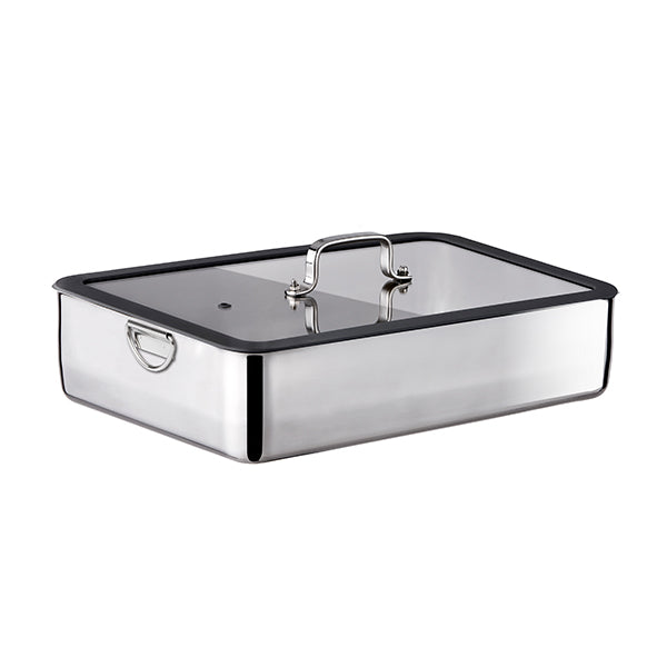 Plat à four en inox avec couvercle transparent 36 x 25 cm Inoxriv - Mathon - 1