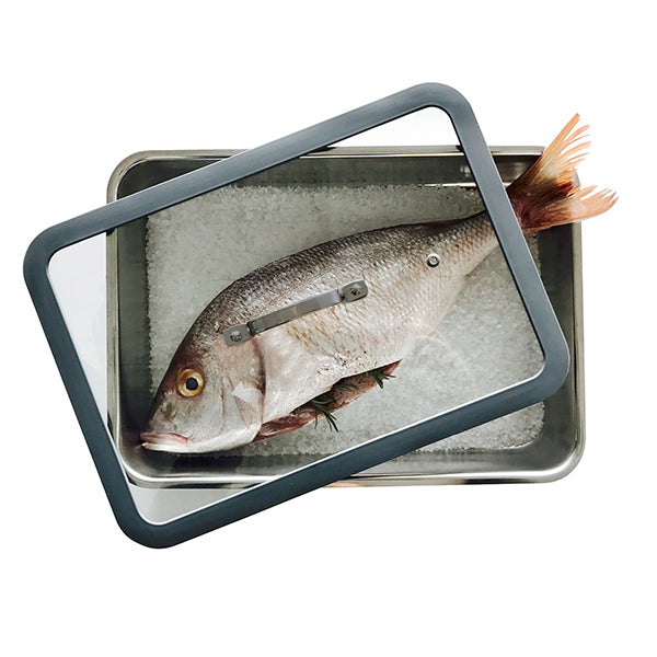 Plat à four en inox avec couvercle transparent 36 x 25 cm Inoxriv - Mathon - 3