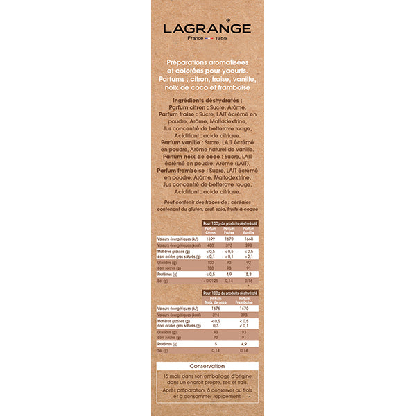 Assortiment de 5 arômes pour yaourt 425 g  Lagrange - Mathon - 3