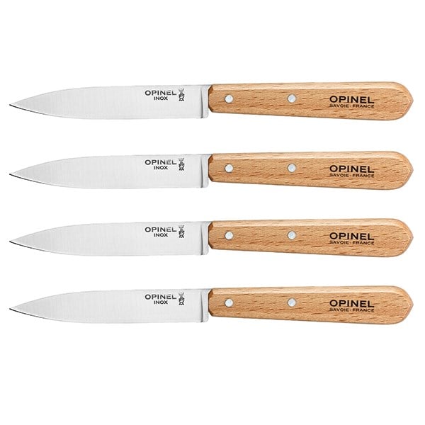 Lot 4 couteaux office lames lisses inox 10 cm couleur naturel Opinel - Mathon - 1