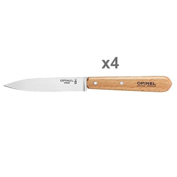 Lot 4 couteaux office lames lisses inox 10 cm couleur naturel Opinel - Mathon - 2