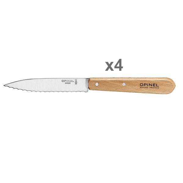 Set 4 couteaux office lames crantées inox 10 cm couleur naturel Opinel - Mathon - 2