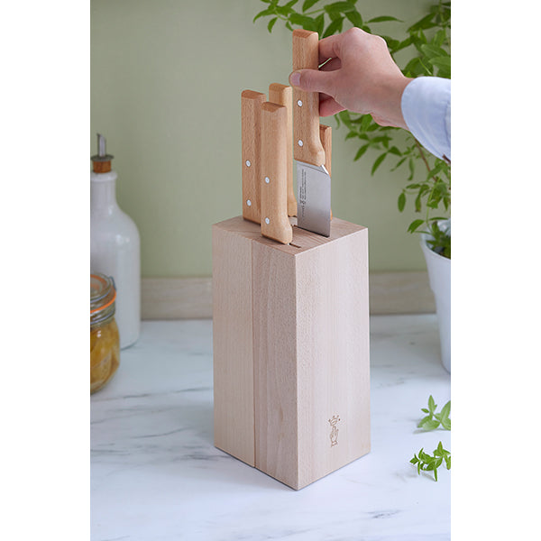 Bloc pour 5 couteaux en hêtre Opinel - Mathon - 4