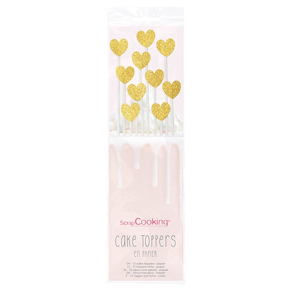 Cake toppers cœurs dorés Scrapcooking - Mathon - 1