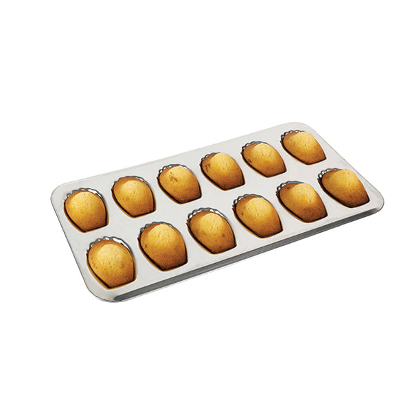 Lot plaque 12 madeleines et plaque 20 madeleinettes en fer blanc Gobel - Mathon - 2