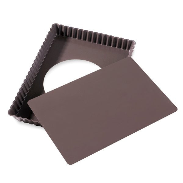 Moule à tarte amovible rectangle acier revêtu antiadhérent bords cannelés 30 cm Mathon - Mathon - 3