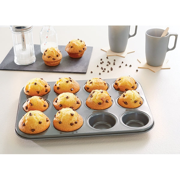 Plaque 12 muffins acier revêtement antiadhérent 35,5 cm Mathon - Mathon - 1