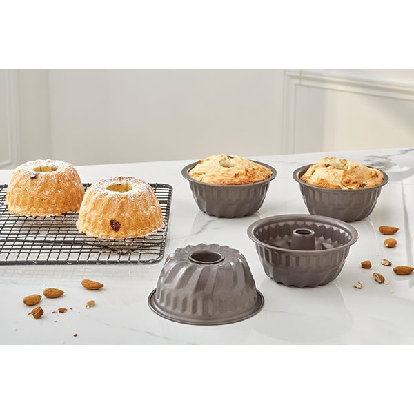 Set de 4 moules à mini kouglof acier revêtement antiadhérent 10 cm Mathon - Mathon - 1