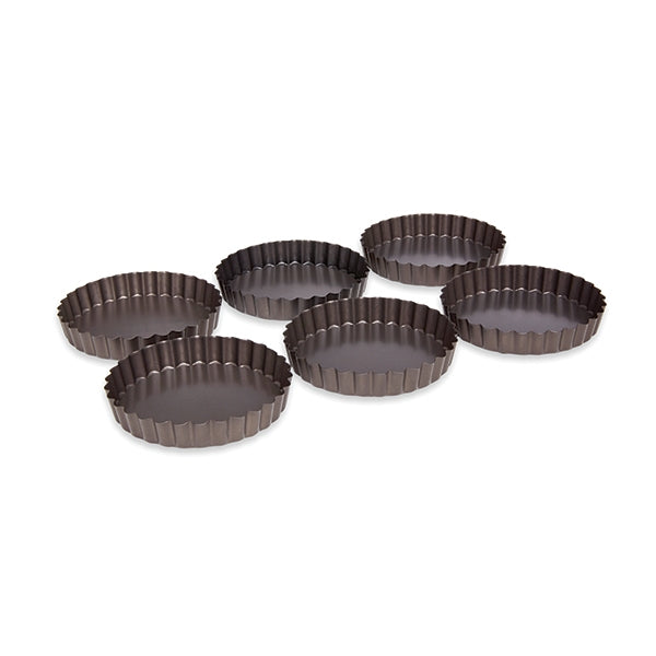 Set de 6 moules à tartelette avec fond amovible acier revêtement antiadhérent 12 cm Mathon - Mathon - 3