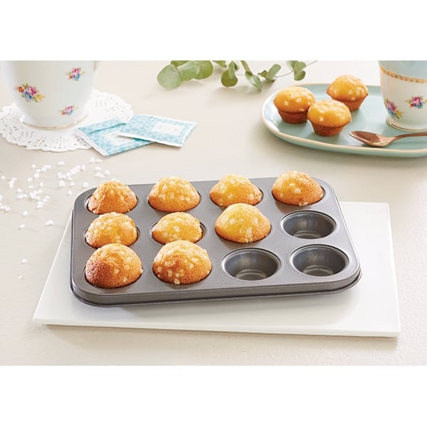 Lot 2 plaques 12 muffins et 12 mini-muffins acier revêtement antiadhérent Mathon - Mathon - 4