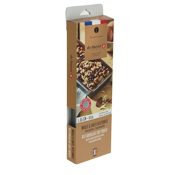 Moule rectangulaire amovible inox perforé 35 cm et feuille de cuisson antiadhésive De Buyer - Mathon - 4