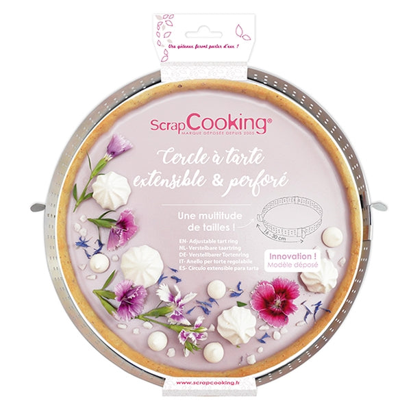 Cercle à tarte extensible perforé en inox Scrapcooking - Mathon - 6