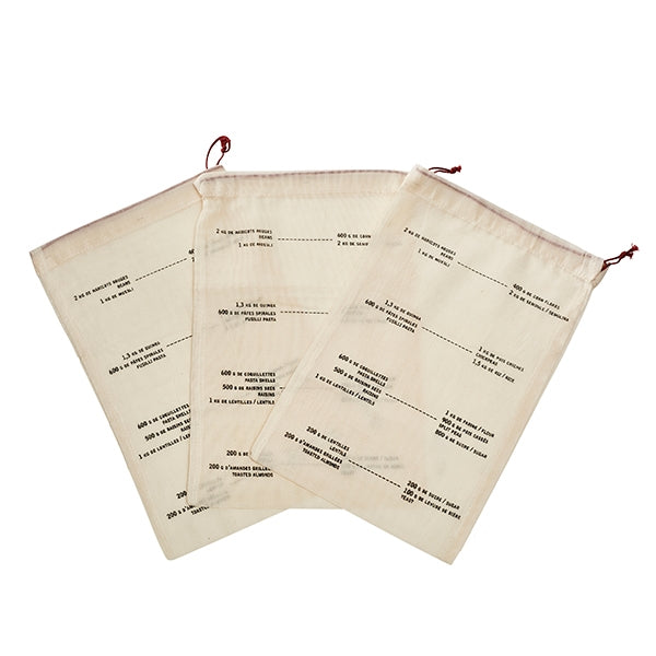 Set de 3 sacs coton gradués Elicuisine - Mathon - 1