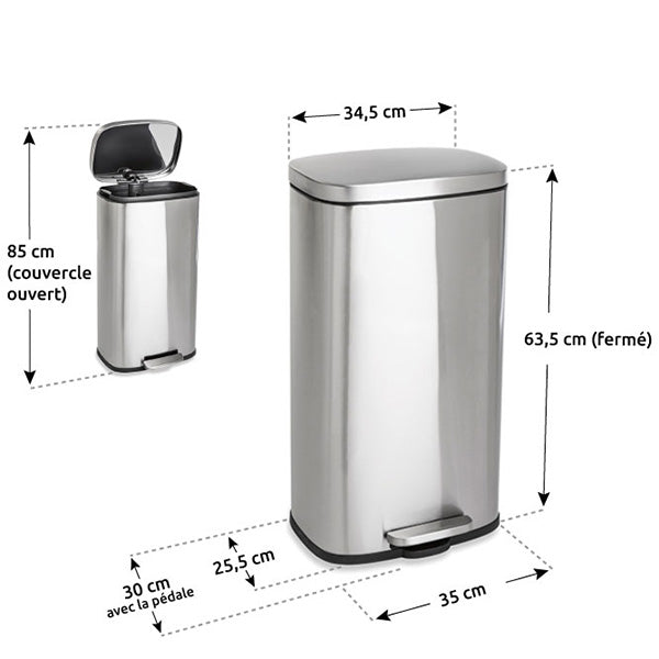 Lot poubelle de cuisine en inox 30 L et grand panier de tri 72 L  Mathon - Mathon - 3