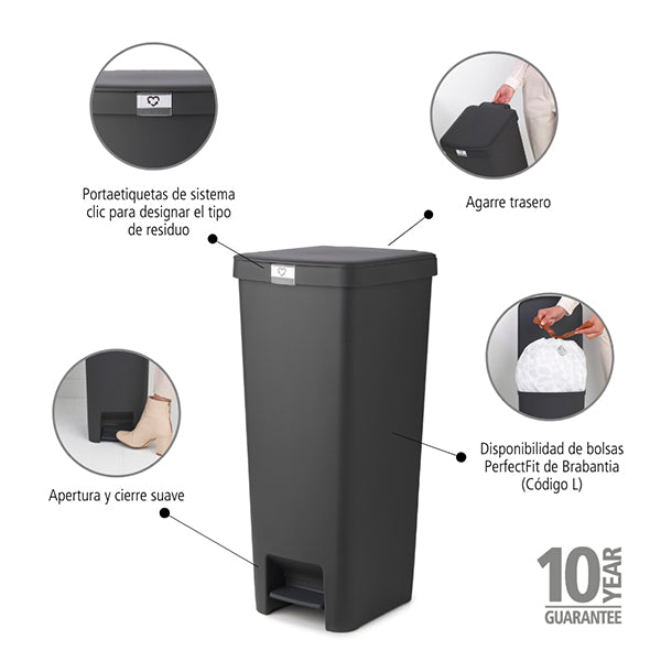 Poubelle à pédale StepUp grise 40 L  Brabantia - Mathon - 3