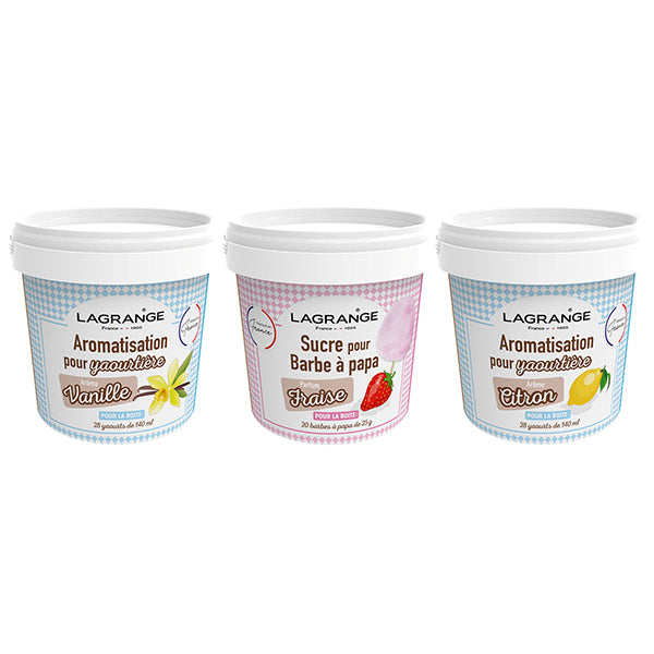 Lot de 3 Arômes pour Yaourt (Vanille, Fraise, Citron) Lagrange - Mathon