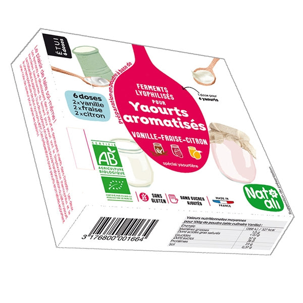 Préparation en poudre pour yaourts aromatisés Vanille   Fraise   Citron Nat-ali - Mathon