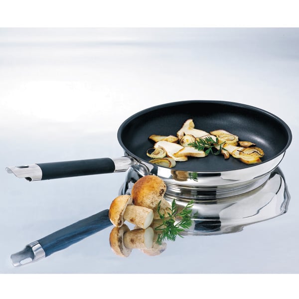 Lot poêle inox antiadhérente Rapid Cook 28 cm et 2 éponges végétales Mathon - Mathon - 3