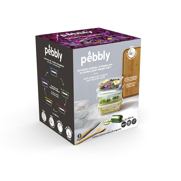 Set de 5 boîtes de conservation en verre borosilicate 850 ml  Pebbly - Mathon - 5