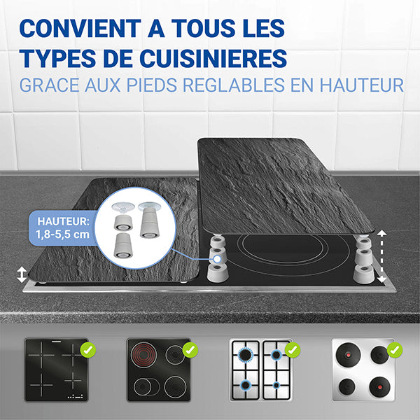 Set 2 couvre-plaques protection en verre motifs Ardoise Wenko by Maximex - Mathon - 4