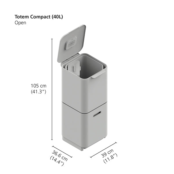 Poubelle Totem Graphite 40 L - 2 compartiments 20 L Joseph Joseph - Mathon - 6