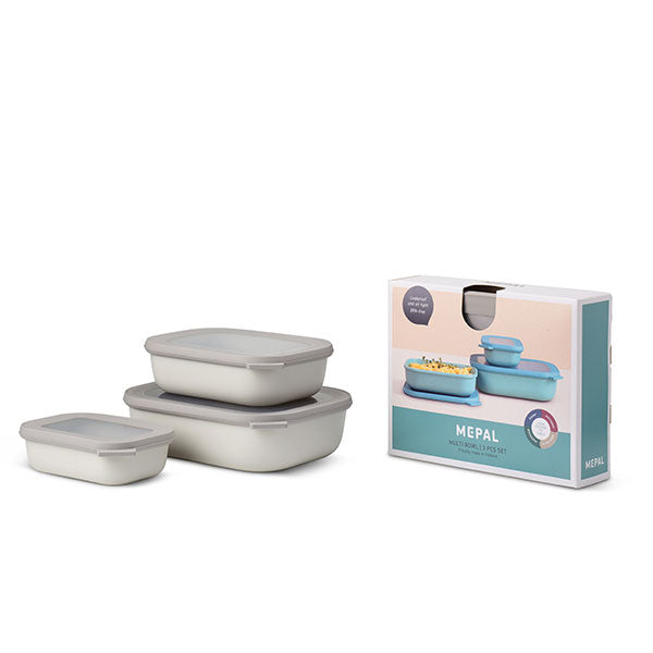 Set de 3 bols rectangulaires Cirqula Nordic White 500ml, 1000ml, 2000ml Mepal - Mathon - 1