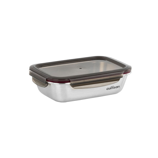 Boîte de conservation rectangulaire en inox 1100 ml compatible micro-ondes Cuitisan - Mathon - 1
