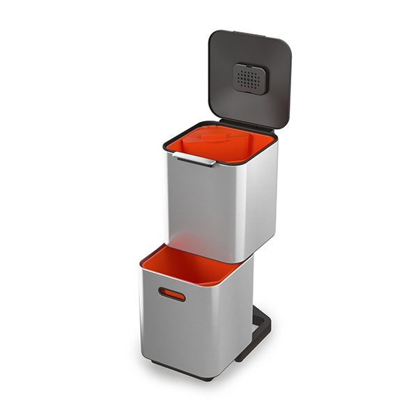 Poubelle Totem acier inoxydable 40 L - 2 compartiments 20 L Joseph Joseph - Mathon - 1