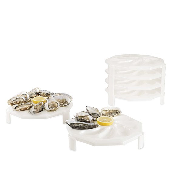 6 assiettes à huîtres empilables 9 huîtres + 1 citron Roger Orfèvre - Mathon - 3