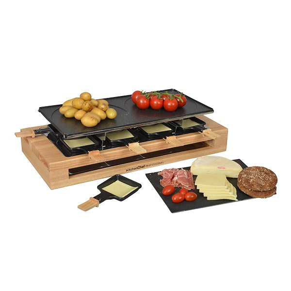 Appareil à raclette Bamboo 8 poêlons et 2 double poêlons 1500 W KCWOOD.8.MAXI Kitchen Chef Professional - Mathon - 4