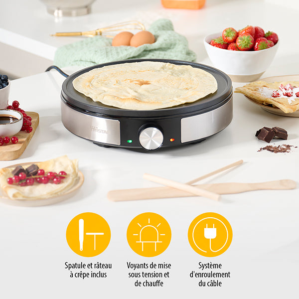 Crêpière électrique 30 cm avec thermostat 1200 W grise BP-2638 Tristar - Mathon - 4