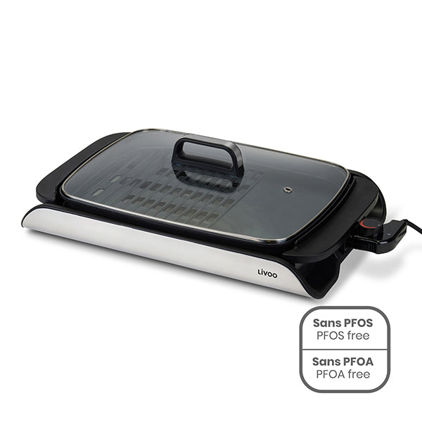 Plancha grill avec couvercle 2000W DOC321 Livoo - Mathon - 1