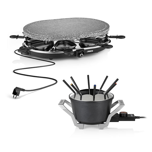 Set appareils à raclette avec pierre à cuire et à fondue 8 personnes Princess - Mathon - 1