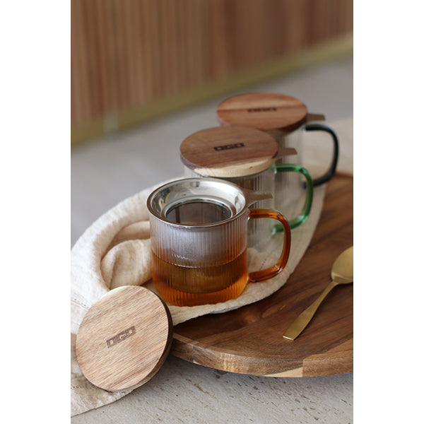 Tisanière mug Karl en verre borosilicate anse gris fumé 300 ml Ogo - Mathon - 3